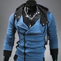 Sweat a capuche Hoodie Men Fashion Gilet sweater Outwear Bleu